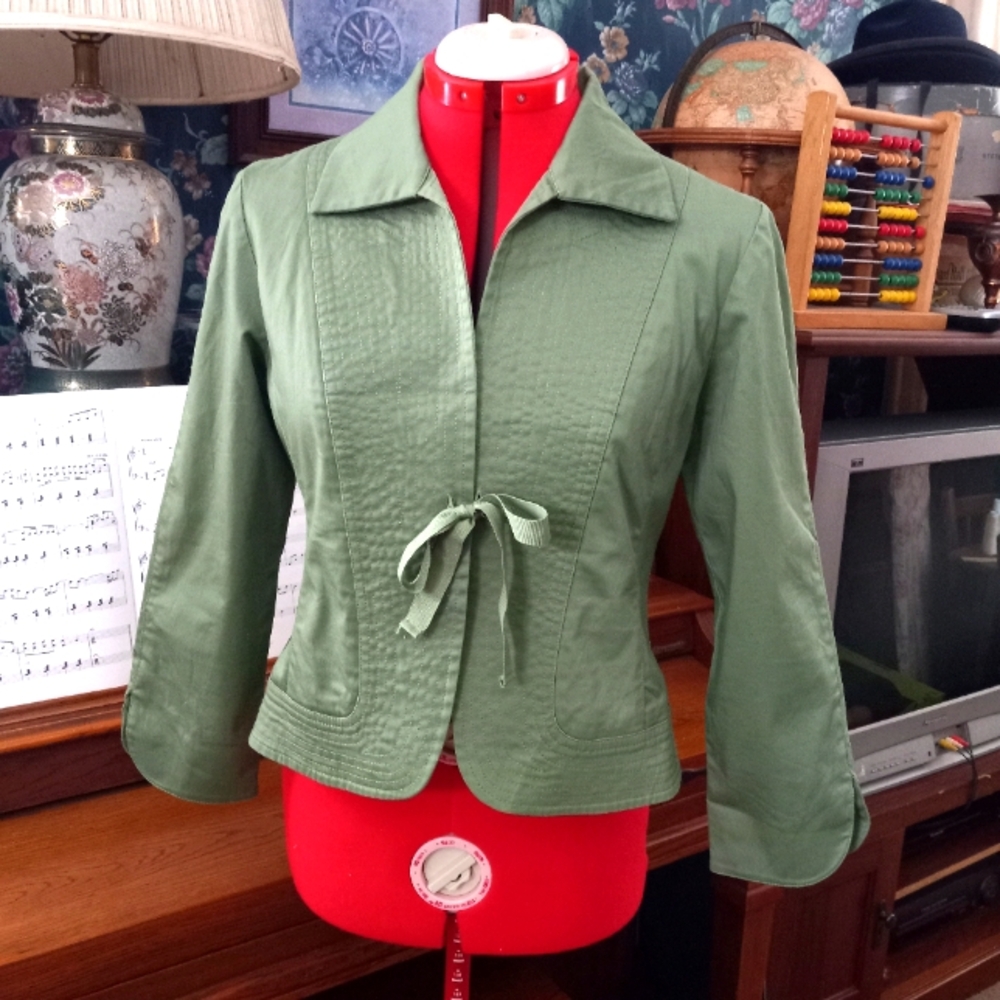 Willi Smith Olive Green Cotton Jacket Blazer Size 4